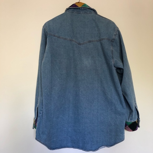Vintage denim jacket with suede overlay SERUCHI - Picture 3 of 7